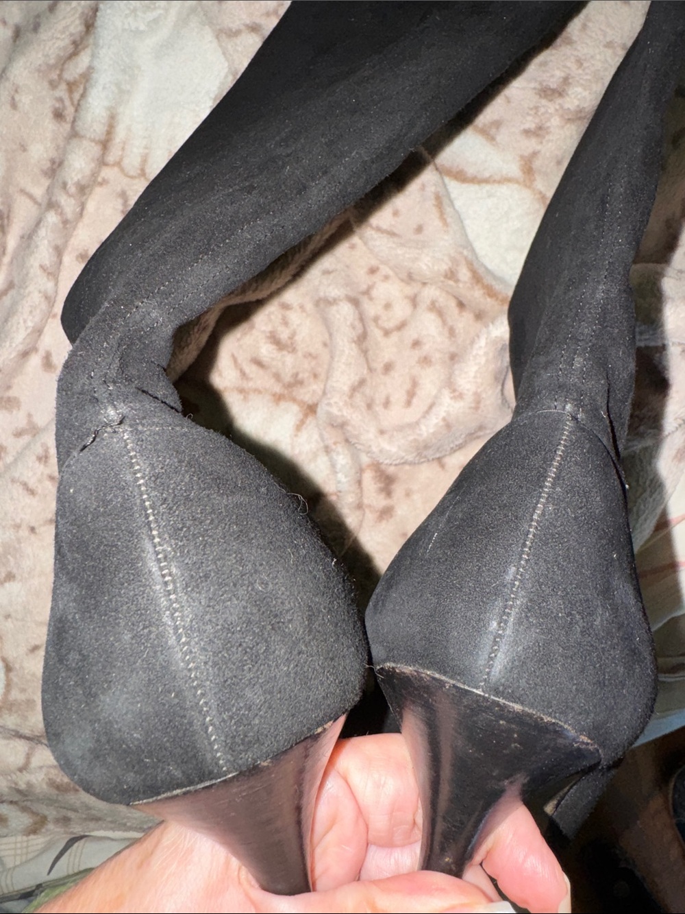 Manolo Blahnik Black Suede Knee-High 3” heel pull-on Stiletto Boots 40.5 - Picture 16 of 17